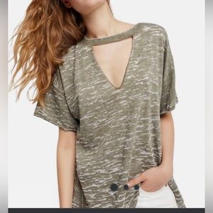 Olive Green Free People burn out t shirt.